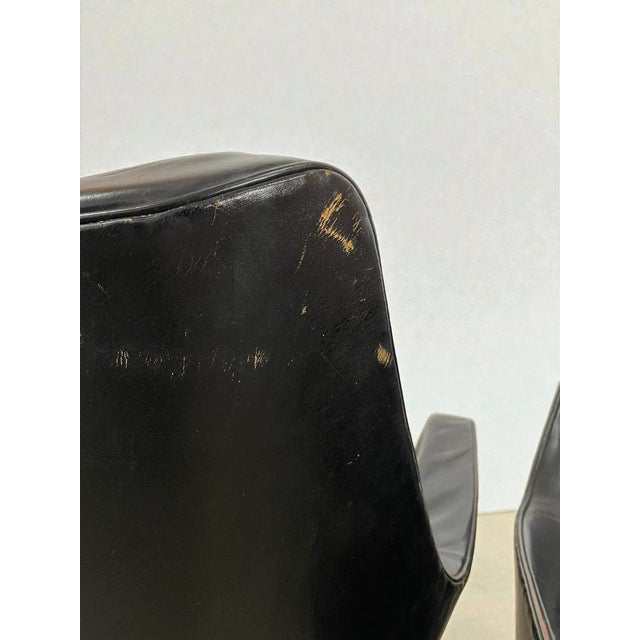 Black Leather Lounge Chairs attributed to Ib Kofod-Larsen, Denmark, 1960s, Set of 2 For Sale - Image 9 of 17