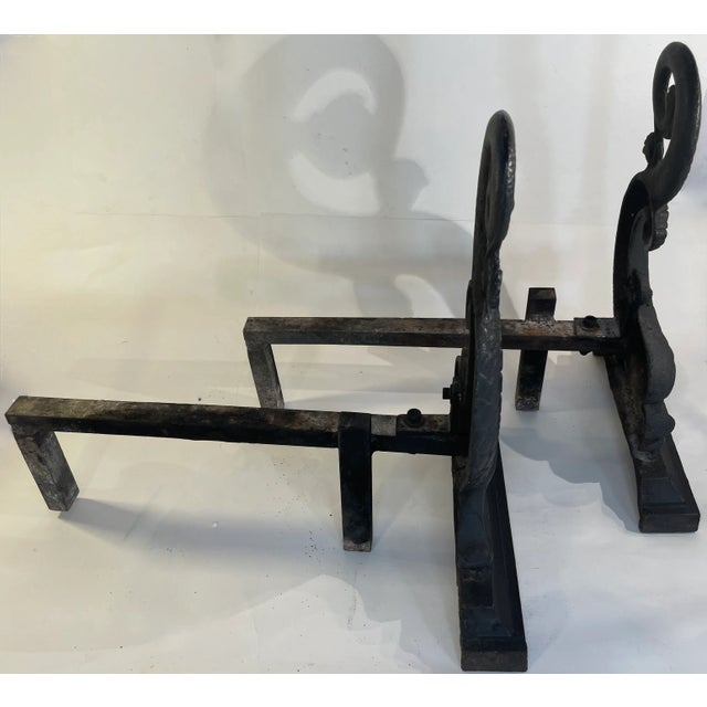 Dolphin Fireplace Andirons, Black Cast Iron, Circa 1900, a Pair Chairish