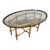 Oval Baker Faux Bamboo & Brass Glass Top Coffee Table For Sale