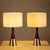 Pair of solid rosewood and aluminium table lamps designed and manufactured by Bergboms, Sweden, 1950s. In very good...