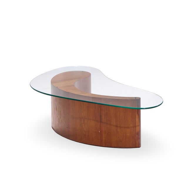 Wood Vladimir Kagan Mid Century Apostrophe Comma Walnut and Glass Coffee Table For Sale - Image 7 of 9