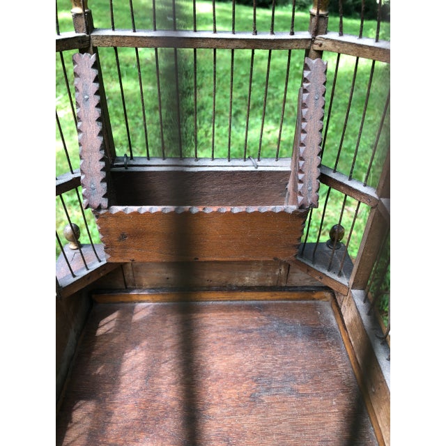 Antique European Wooden/Wire Domed Birdcage For Sale - Image 9 of 10