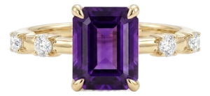 Amethyst Engagement Wedding Ring - February Birthstone Ring for Her - Us 7