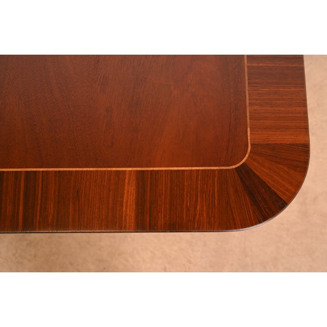 Kittinger Regency Banded Mahogany Double Pedestal Extension Dining Table, Newly Refinished For Sale - Image 11 of 16