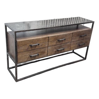 Bassett Furniture Wood + Metal Console Table For Sale