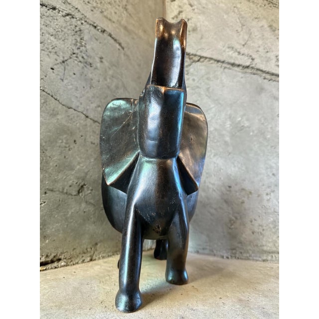 Mid Century Hand-Carved Dark Hardwood Elephant, 1970s For Sale - Image 3 of 5