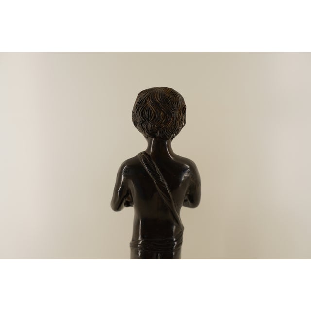 Vintage Classical Figurative Statue Holding Seashell on Round Base For Sale - Image 13 of 18