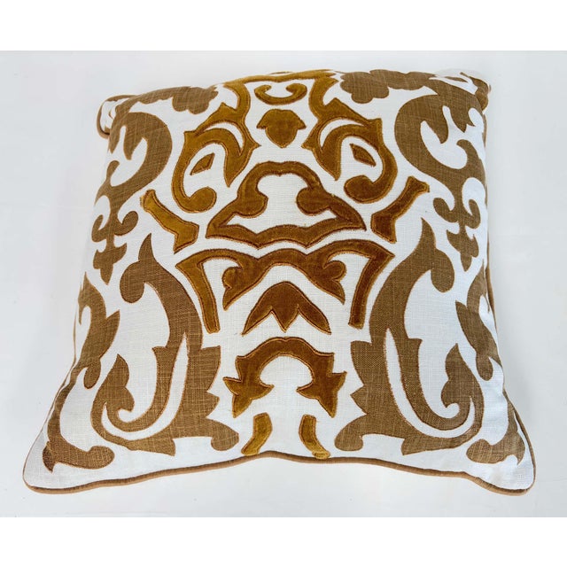 Brown Custom Baroque Moorish Silk Velvet Appliqué Throw Pillow, India, 1980 For Sale - Image 8 of 12