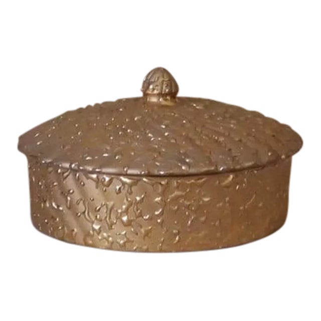 Weeping Gold Round Lidded Box For Sale