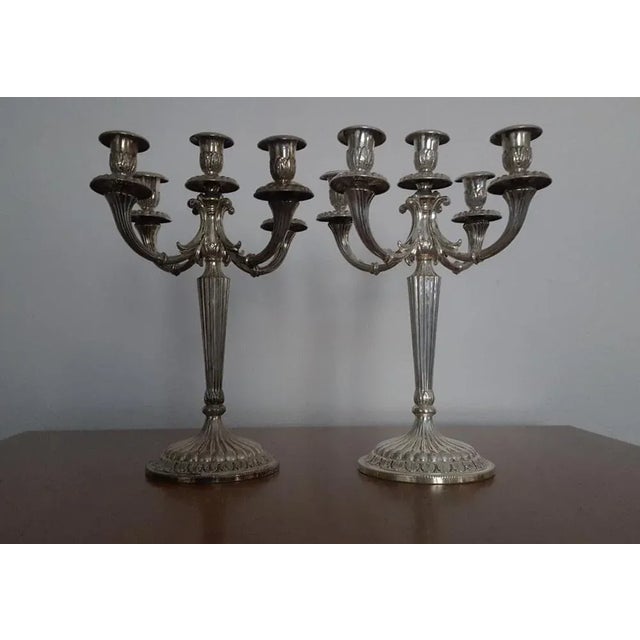 Metal Italian Candleholders in Silver, 1980s, Set of 2 For Sale - Image 7 of 7