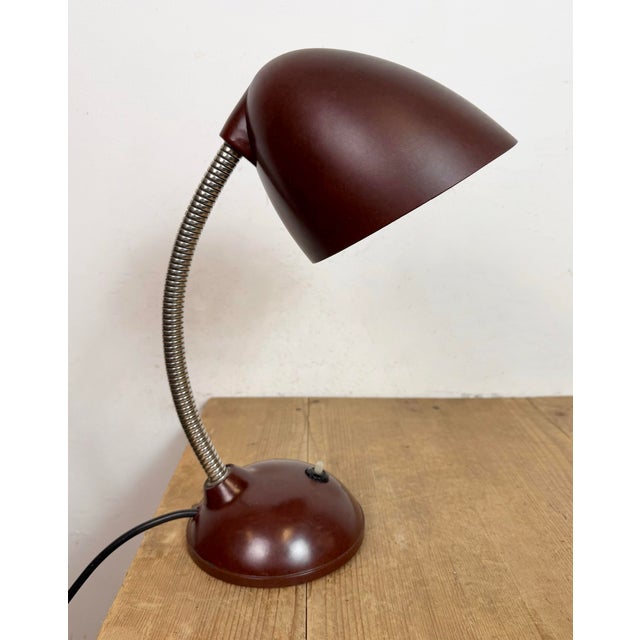 Vintage Brown Bakelite Gooseneck Table Lamp, 1960s For Sale - Image 11 of 18