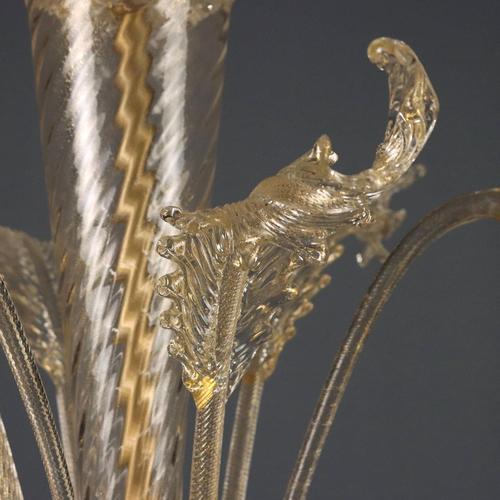 Blown Glass Chandelier with Gilding For Sale - Image 9 of 12