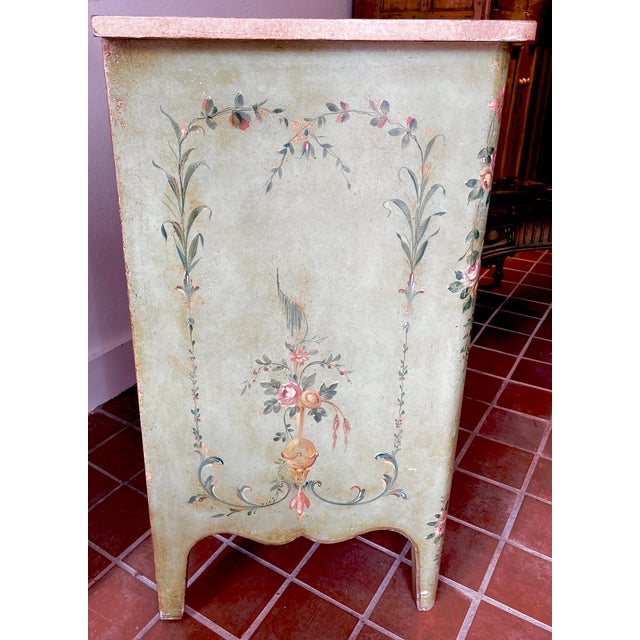 French Provincial 1990s Large Hand Painted French Provencal Chest of Drawers For Sale - Image 3 of 4