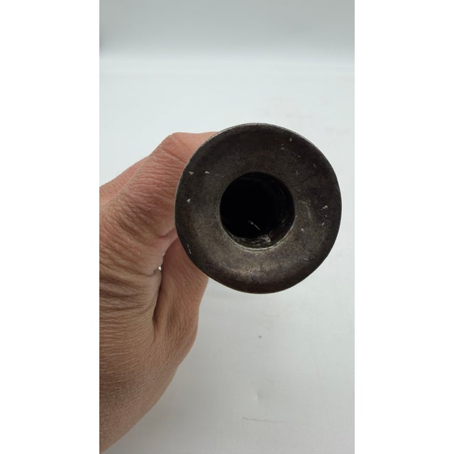 A Antique Pennsylvania Folk Art Iron and Brass Hog Scraper Candle Stick, Circa 1830's For Sale - Image 9 of 16