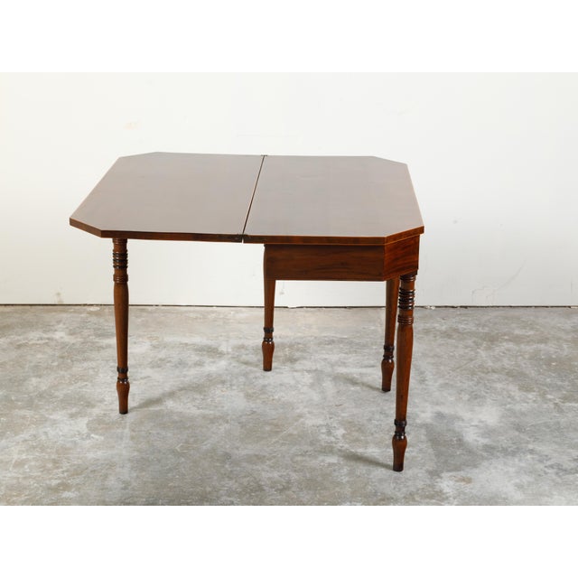 English Regency 1820s Lift Top Console Table with Turned Legs and Arrow Feet For Sale - Image 10 of 12
