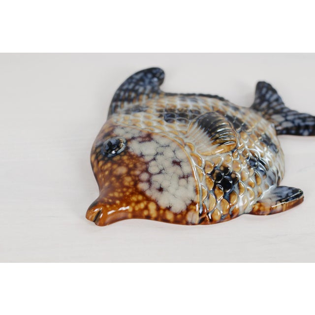 Set of 3 Mid-Century French Majolica Fish Wall Plaques | Mid-Century Vallauris Pottery For Sale - Image 15 of 18