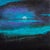 This artwork presents a serene seascape, where deep blues and vibrant turquoises blend seamlessly under a moody sky. A...