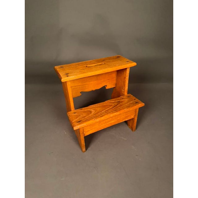 Chocolate American Country Bed Steps in Ash Wood, Circa 1890 For Sale - Image 8 of 11