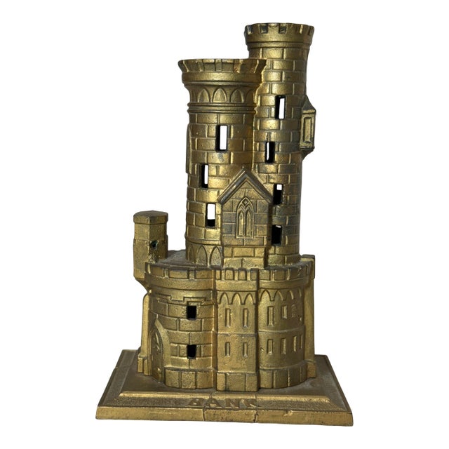 Rare Antique 1910 John Harper & Co. Castle With Two Towers Cast Iron Still Bank For Sale