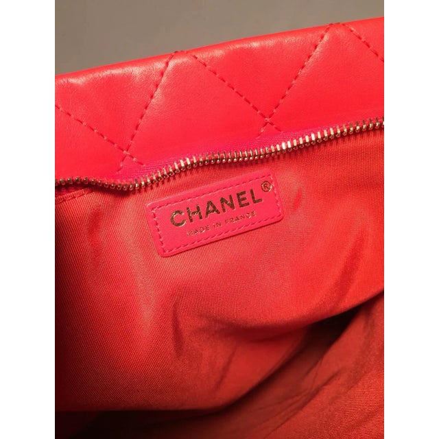 Chanel Red Quilted Leather CC Fold Over Clutch