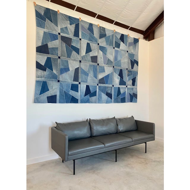 Mid-Century Modern Minimalist Kimball Whittaker Faux Leather Lounge Sofa For Sale - Image 3 of 17