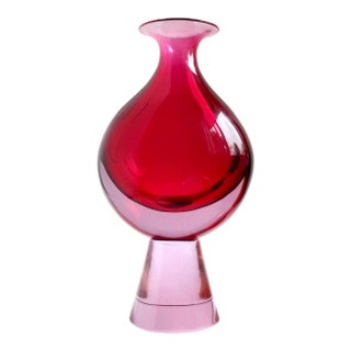 Vintage Seguso Vetri d'Arte Murano Sommerso Red Purple Alexandrite Italian Art Glass Flower Vase For Sale