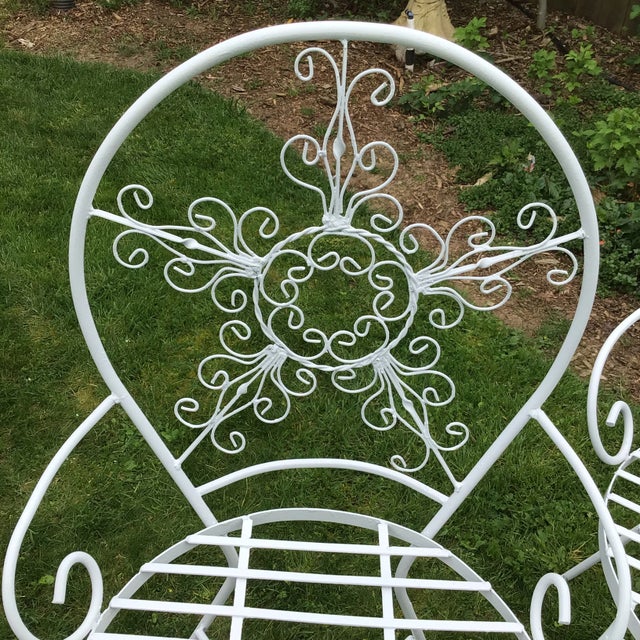 Ornate Iron Garden Arm Chairs - Set of 4 For Sale - Image 11 of 12