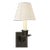 Visual Comfort Signature Single Swing Arm Sconce in Bronze with Linen Shade For Sale