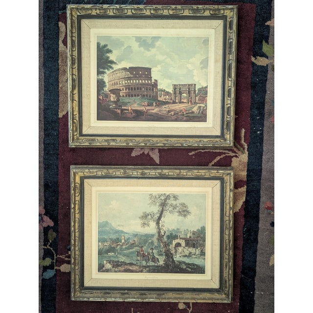 Vintage Framed Italian Neoclassical Architectural Art Framed -a Pair For Sale - Image 15 of 17