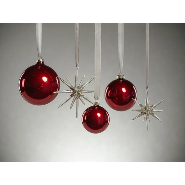Transitional 4.75" Starburst Glass 3D Hanging Ornaments, Set of 4 For Sale - Image 3 of 3