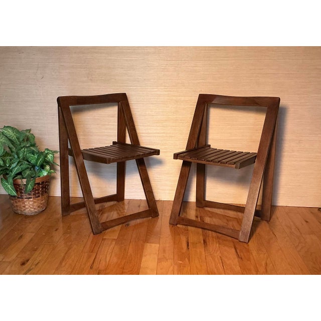 1966 Vintage Aldo Jacober Trieste Slatted Wood Folding Chairs - Set of 2 For Sale - Image 11 of 12