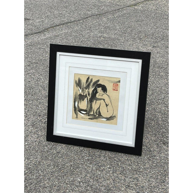 Japanese Ink Brush Work Paintings with Signed Chop Marks 50 x 50 cms.