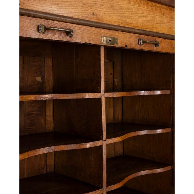 Vintag Industrial Style Wooden Rolling Shutter Filing Cabinet, 1940s For Sale - Image 18 of 18
