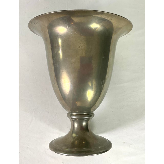 Metal Rare L. H. Vaughan – Large Pewter, Footed Vase. For Sale - Image 7 of 10