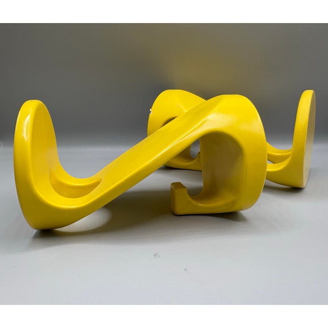 Mid-Century Modern Space Age Italian Modern Sunny Yellow Mid 20th Century Wall Hooks a Pair For Sale - Image 3 of 9
