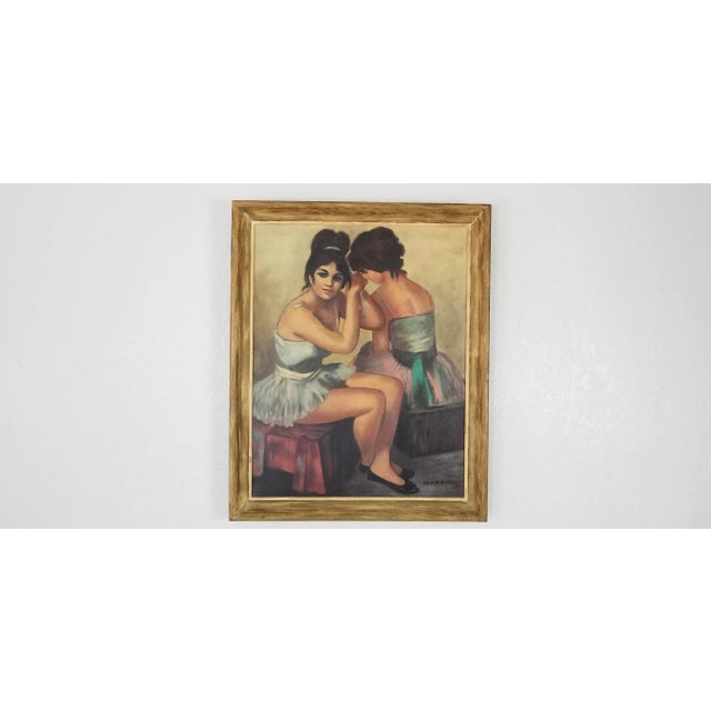 Abstract 1971 Figurative Grace K Neil Painting of Two Ballet Dancers For Sale - Image 3 of 12
