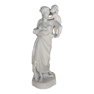Original Biscuit Porcelain Figure “Venus With Cupid” – A. E. Carrier-Belleuse, C1870.