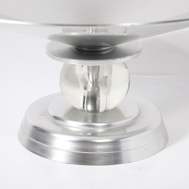 1930s Art Deco Brushed Aluminum & Glass Centerpiece Bowl Signed Kensington For Sale - Image 5 of 14