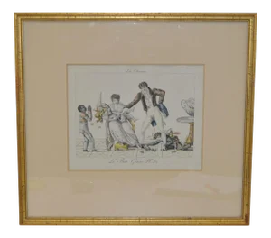 "New Year's Gifts" Hand Colored French Engraving