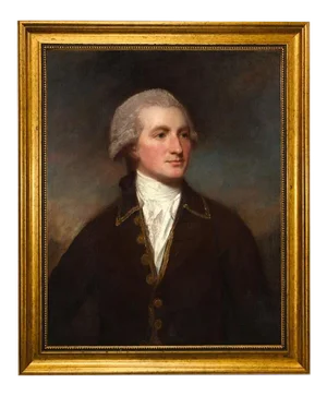 "Portrait of a Man" Contemporary Reproduction Print on Canvas After George Romney, Framed