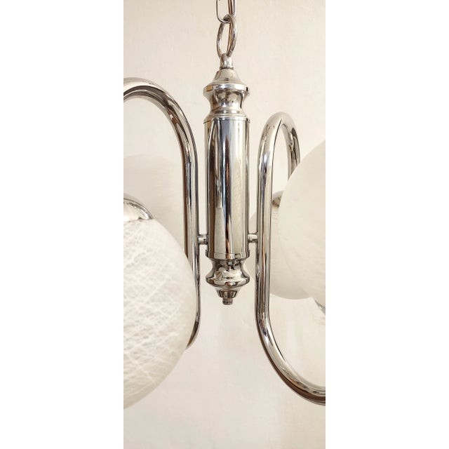 Silver Metal and Glass Ceiling Lamp, Italy, 1970s For Sale - Image 8 of 13