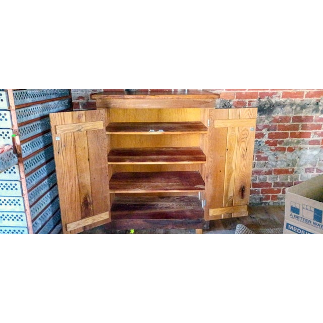 Rustic Handcrafted Rustic Reclaimed Wood Two-Door Cabinet With Antique Heart Pine Top For Sale - Image 3 of 9