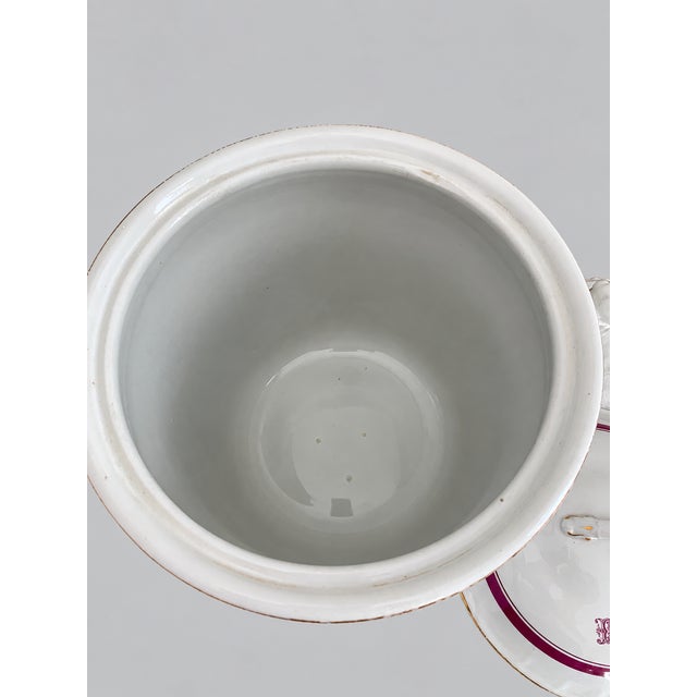 Magenta C. 1865–1875 American White Ironstone Magenta & Gilt Monogrammed Slop Jar For Sale - Image 8 of 11