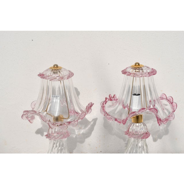 1970s Pink Table Lamps in Murano Glass - Set of 2 For Sale - Image 10 of 15