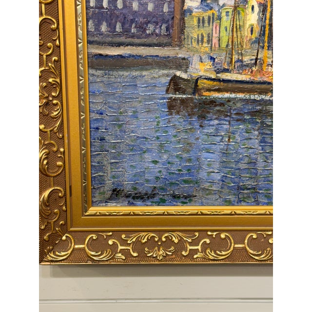 19th Century 19th Century Oil on Canvas "City Canal" For Sale - Image 5 of 7