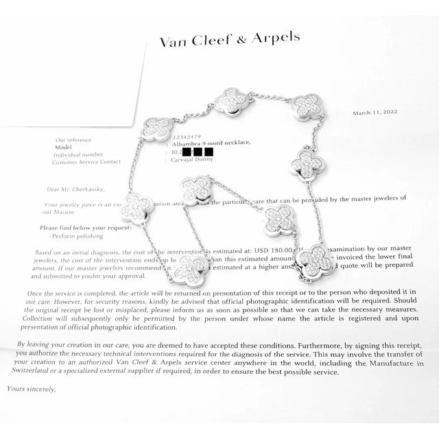 Modern 1990s Van Cleef & Arpels Pure Alhambra Nine Motifs Diamond White Gold Necklace For Sale - Image 3 of 11