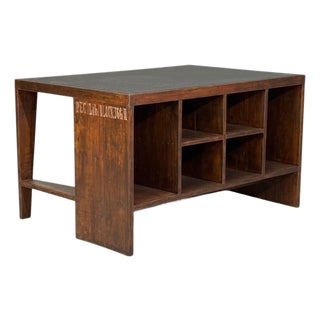 Pierre Jeanneret, Pigeonhole Desk, Teak, Leatherette, Chandigarh, India, 1960s For Sale