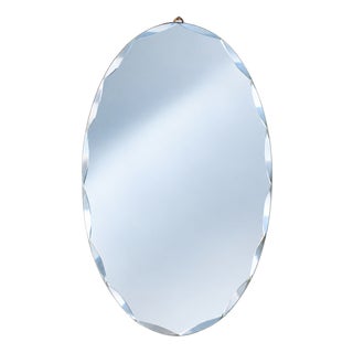 Mid-Century Oval Diamond-Beveled Mirror from Fontana Arte, Italy, 1950s For Sale