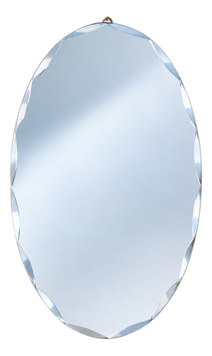Mid-Century Oval Diamond-Beveled Mirror from Fontana Arte, Italy, 1950s