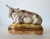 Vintage: C.1991 Limoges, French Rochard, hand-painted , "Longhorn Cow," in Repose porcelain enameled Lidded trinket box...